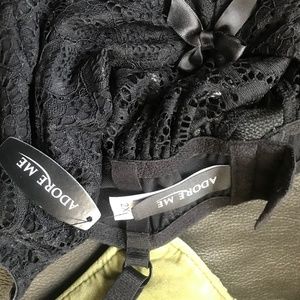 Adore me 2X set. Black lace top and thong panty. NWT!